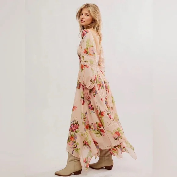 chinese dress ladies FREE PEOPLE Morning Glory Maxi Dress Blue